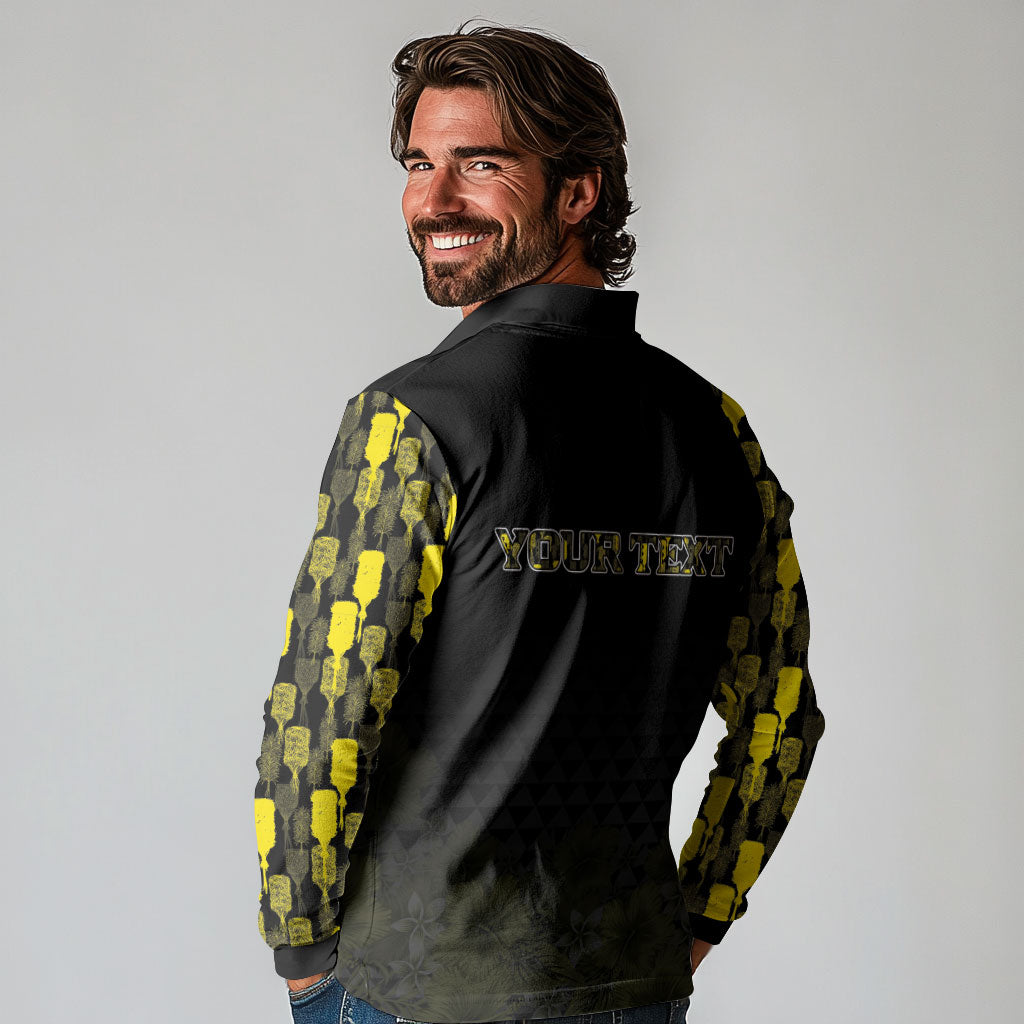 Personalised Aloha Hawaii Kahili Long Sleeve Polo Shirt Kanaka Maoli With Kakau Pattern LT05 - Polynesian Pride
