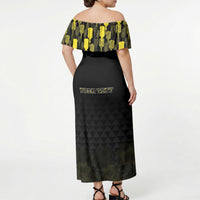 Personalised Aloha Hawaii Kahili Off Shoulder Maxi Dress Kanaka Maoli With Kakau Pattern LT05 - Polynesian Pride