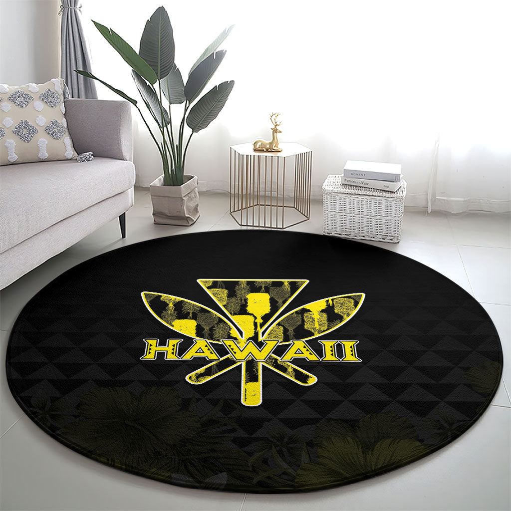 Aloha Hawaii Kahili Round Carpet Kanaka Maoli With Kakau Pattern LT05 - Polynesian Pride