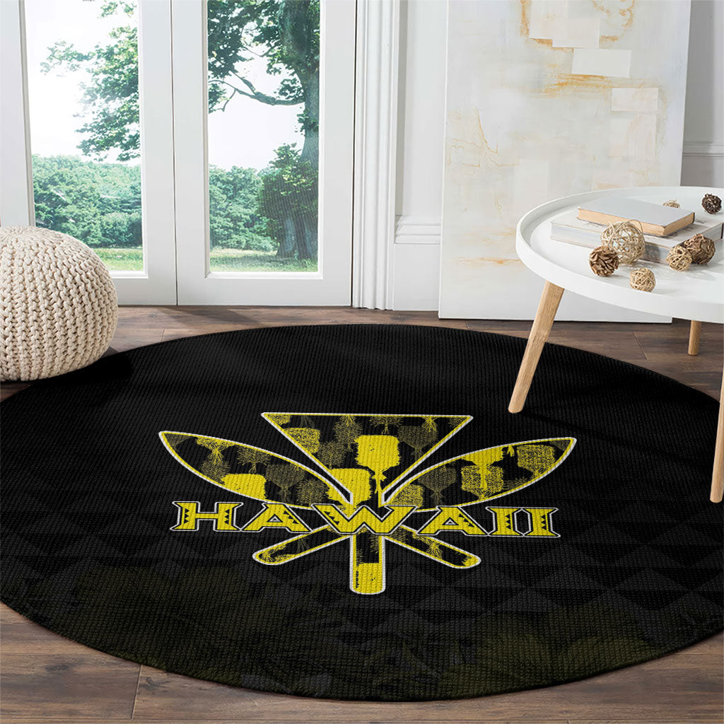 Aloha Hawaii Kahili Round Carpet Kanaka Maoli With Kakau Pattern LT05 - Polynesian Pride