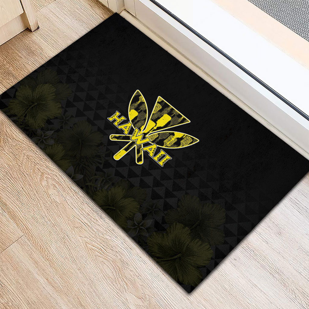 Aloha Hawaii Kahili Rubber Doormat Kanaka Maoli With Kakau Pattern LT05 - Polynesian Pride