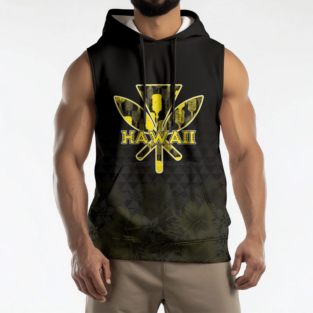 Personalised Aloha Hawaii Kahili Sleeveless Hoodie Kanaka Maoli With Kakau Pattern LT05 - Polynesian Pride