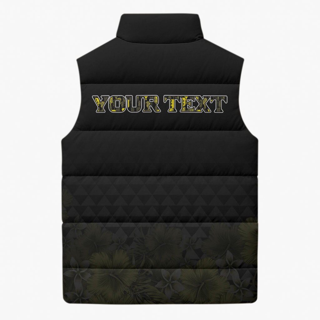 Personalised Aloha Hawaii Kahili Sleeveless Puffer Jacket Kanaka Maoli With Kakau Pattern LT05 - Polynesian Pride