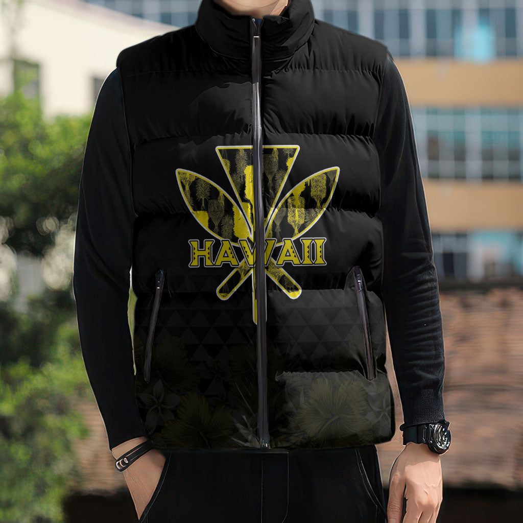 Personalised Aloha Hawaii Kahili Sleeveless Puffer Jacket Kanaka Maoli With Kakau Pattern LT05 - Polynesian Pride