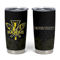 Personalised Aloha Hawaii Kahili Tumbler Cup Kanaka Maoli With Kakau Pattern LT05 Black - Polynesian Pride