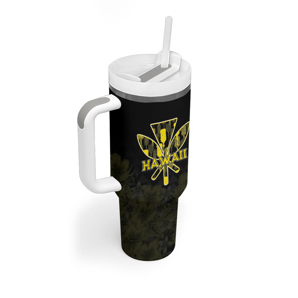 Personalised Aloha Hawaii Kahili Tumbler With Handle Kanaka Maoli With Kakau Pattern LT05 - Polynesian Pride