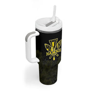 Personalised Aloha Hawaii Kahili Tumbler With Handle Kanaka Maoli With Kakau Pattern LT05 - Polynesian Pride