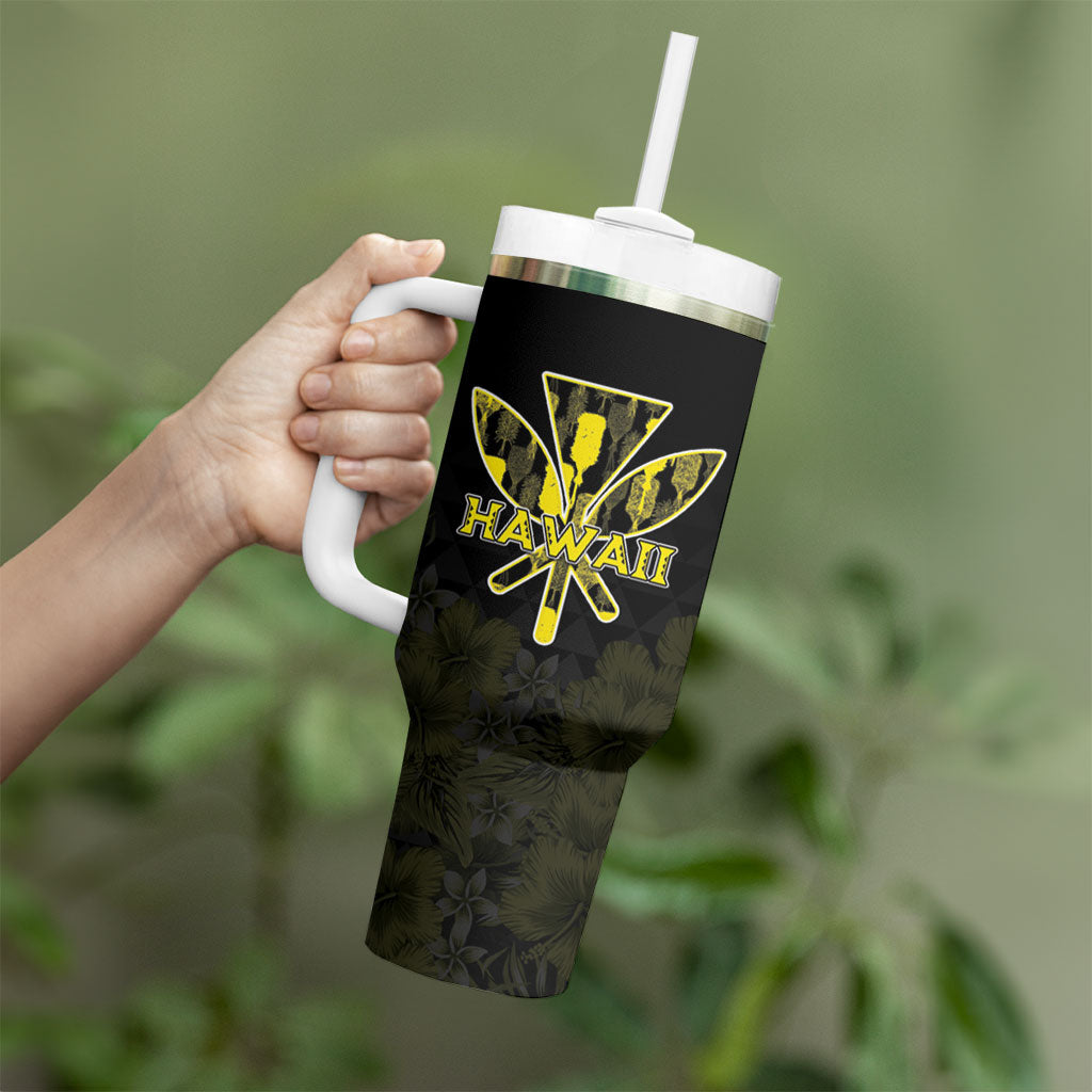 Personalised Aloha Hawaii Kahili Tumbler With Handle Kanaka Maoli With Kakau Pattern LT05 - Polynesian Pride
