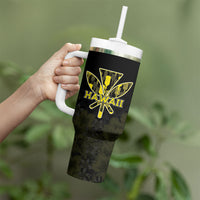 Personalised Aloha Hawaii Kahili Tumbler With Handle Kanaka Maoli With Kakau Pattern LT05 - Polynesian Pride