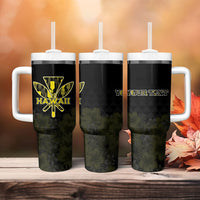 Personalised Aloha Hawaii Kahili Tumbler With Handle Kanaka Maoli With Kakau Pattern LT05 - Polynesian Pride