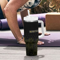 Personalised Aloha Hawaii Kahili Tumbler With Handle Kanaka Maoli With Kakau Pattern LT05 - Polynesian Pride