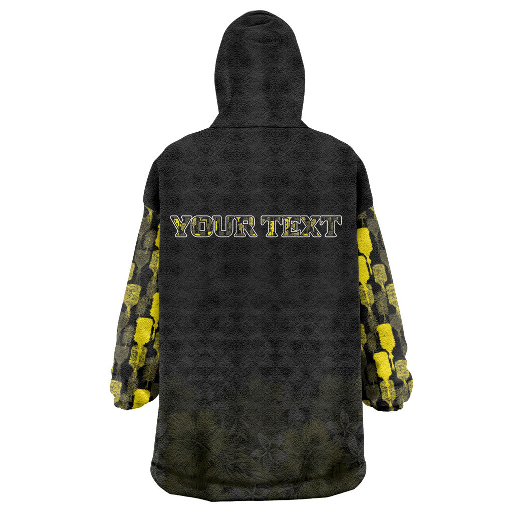 Personalised Aloha Hawaii Kahili Wearable Blanket Hoodie Kanaka Maoli With Kakau Pattern LT05 - Polynesian Pride