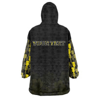 Personalised Aloha Hawaii Kahili Wearable Blanket Hoodie Kanaka Maoli With Kakau Pattern LT05 - Polynesian Pride