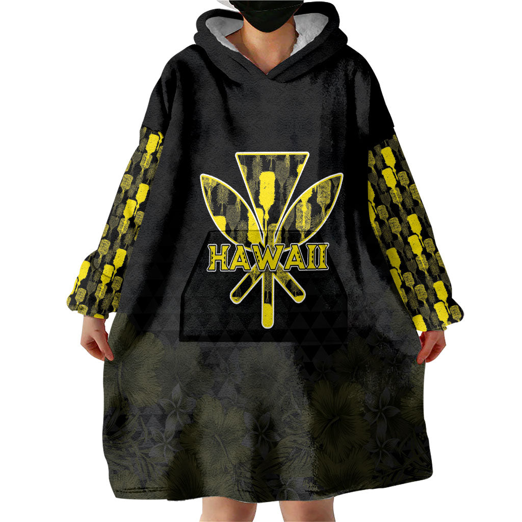 Personalised Aloha Hawaii Kahili Wearable Blanket Hoodie Kanaka Maoli With Kakau Pattern LT05 - Polynesian Pride