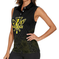 Personalised Aloha Hawaii Kahili Women Sleeveless Polo Shirt Kanaka Maoli With Kakau Pattern LT05 - Polynesian Pride