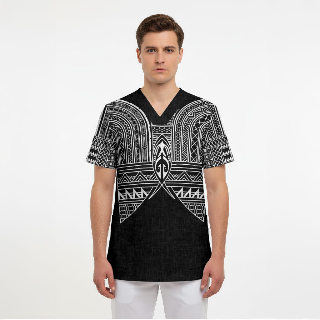 Philippines Igorot Tribal Inspired Scrub Top Black Version LT05 - Polynesian Pride