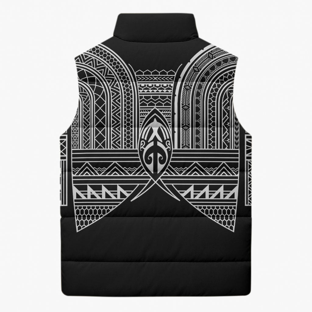 Philippines Igorot Tribal Inspired Sleeveless Puffer Jacket Black Version LT05 - Polynesian Pride