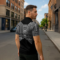 Philippines Igorot Tribal Inspired Zipper Polo Shirt Black Version LT05 - Polynesian Pride