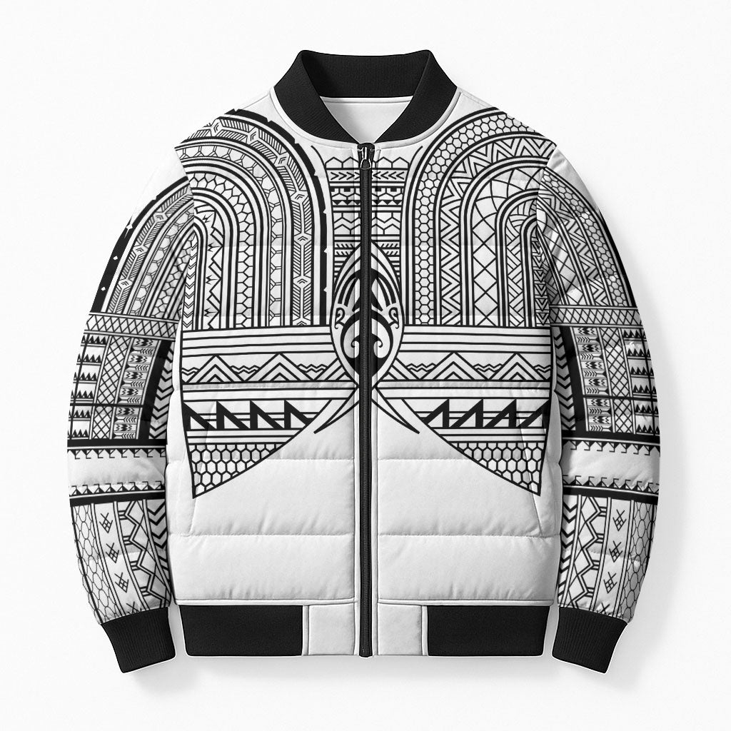Philippines Igorot Tribal Inspired Bomber Puffer Jacket White Version LT05 Unisex White - Polynesian Pride