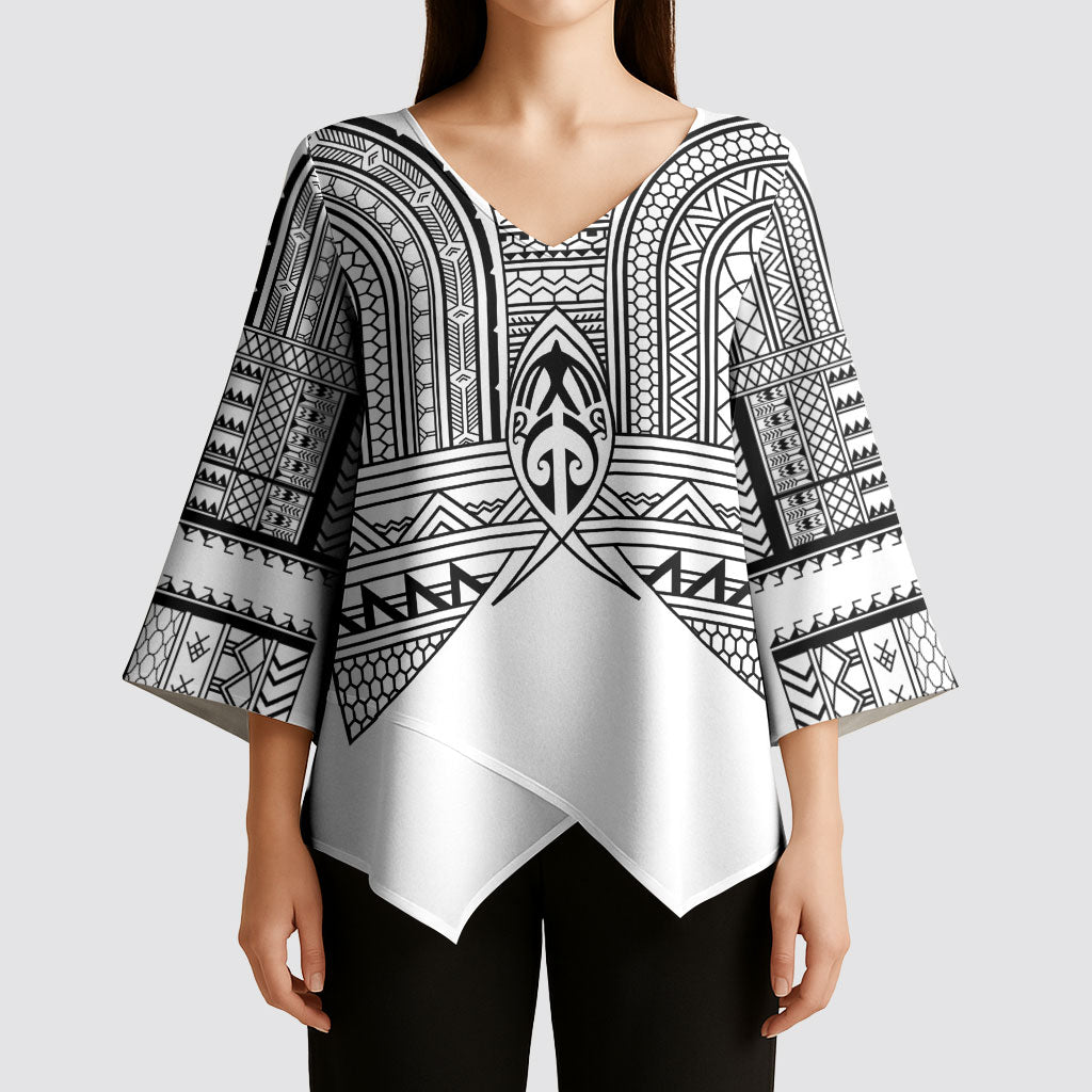 Philippines Igorot Tribal Inspired Kimono Sleeve Blouse White Version LT05 - Polynesian Pride