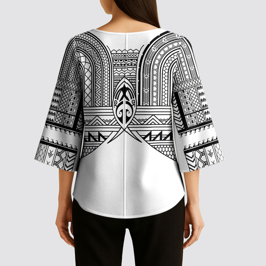 Philippines Igorot Tribal Inspired Kimono Sleeve Blouse White Version LT05 - Polynesian Pride