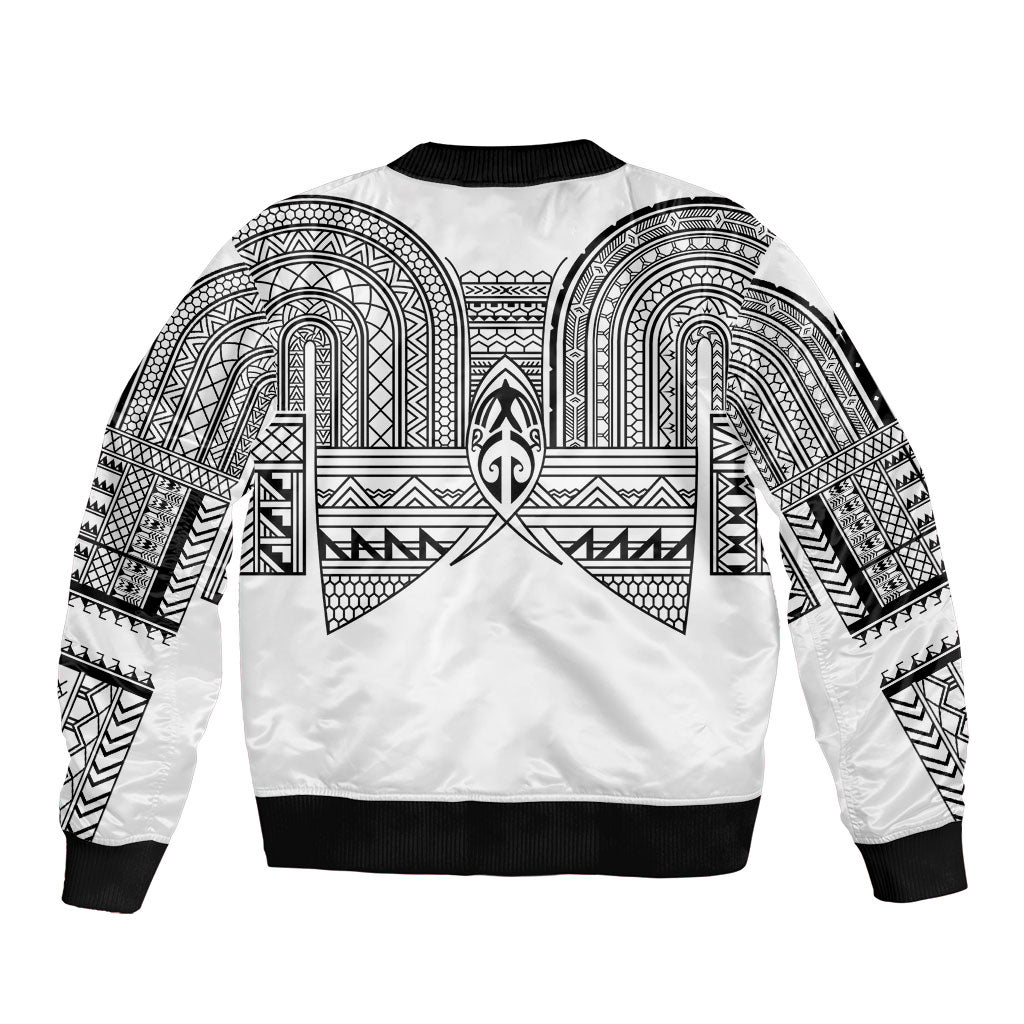 Philippines Igorot Tribal Inspired Sleeve Zip Bomber Jacket White Version LT05 - Polynesian Pride