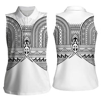 Philippines Igorot Tribal Inspired Women Sleeveless Polo Shirt White Version LT05 - Polynesian Pride