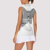 Philippines Igorot Tribal Inspired Women Sleeveless Polo Shirt White Version LT05 - Polynesian Pride