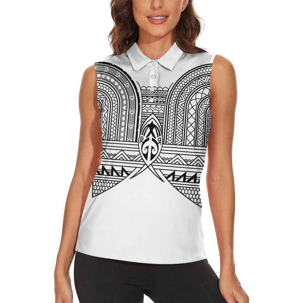 Philippines Igorot Tribal Inspired Women Sleeveless Polo Shirt White Version LT05 - Polynesian Pride