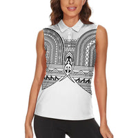 Philippines Igorot Tribal Inspired Women Sleeveless Polo Shirt White Version LT05 - Polynesian Pride