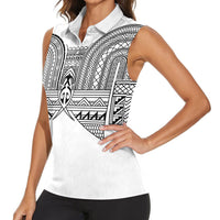 Philippines Igorot Tribal Inspired Women Sleeveless Polo Shirt White Version LT05 - Polynesian Pride