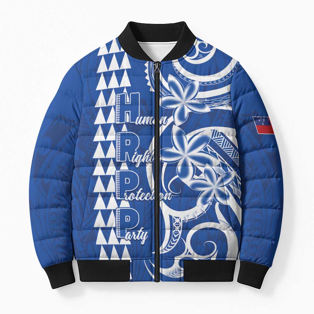 Samoa HRPP Party Bomber Puffer Jacket Polynesian Pattern LT05 Unisex Blue - Polynesian Pride