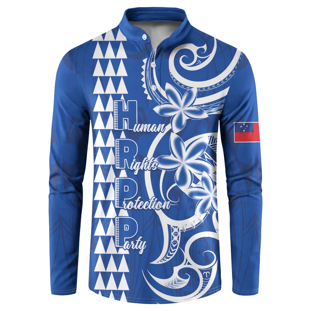 Samoa HRPP Party Button Sweatshirt Polynesian Pattern LT05 Blue - Polynesian Pride