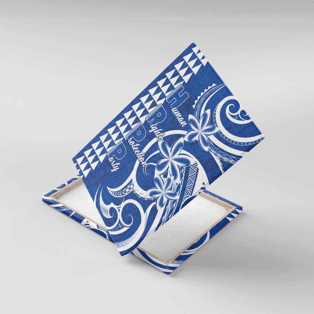 Samoa HRPP Party Canvas Wall Art Polynesian Pattern LT05 With Frame Blue - Polynesian Pride