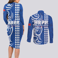 Samoa HRPP Party Couples Matching Long Sleeve Bodycon Dress and Long Sleeve Button Shirt Polynesian Pattern LT05 - Polynesian Pride
