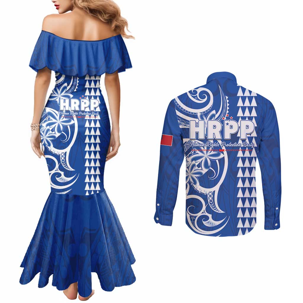 Samoa HRPP Party Couples Matching Mermaid Dress and Long Sleeve Button Shirt Polynesian Pattern LT05 - Polynesian Pride