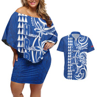 Samoa HRPP Party Couples Matching Off Shoulder Short Dress and Hawaiian Shirt Polynesian Pattern - Polynesian Pride