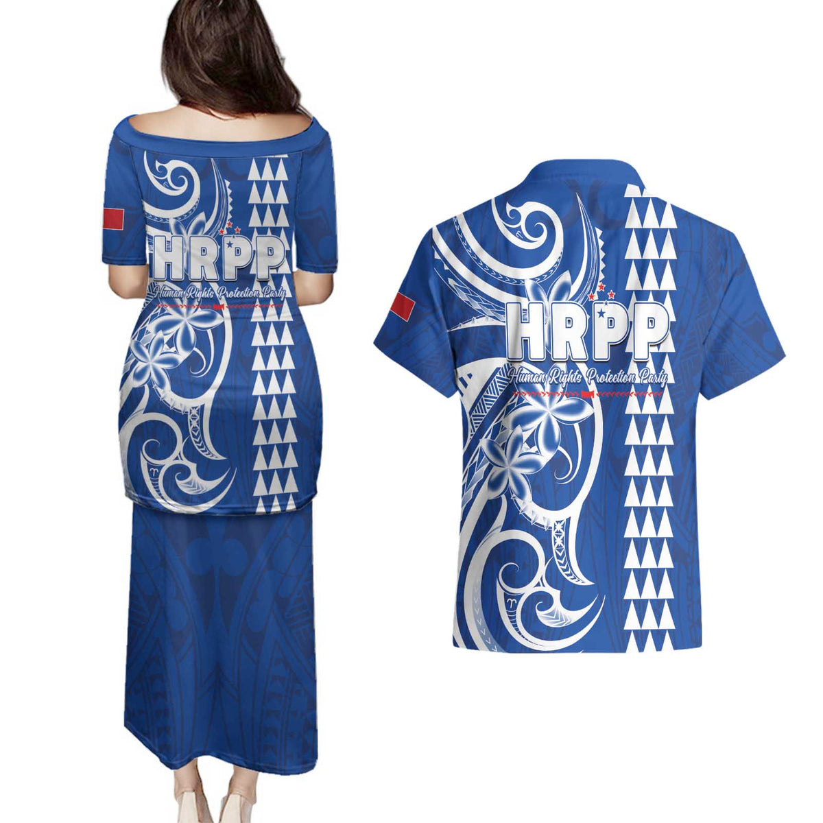 Samoa HRPP Party Couples Matching Puletasi and Hawaiian Shirt Polynesian Pattern LT05 - Polynesian Pride