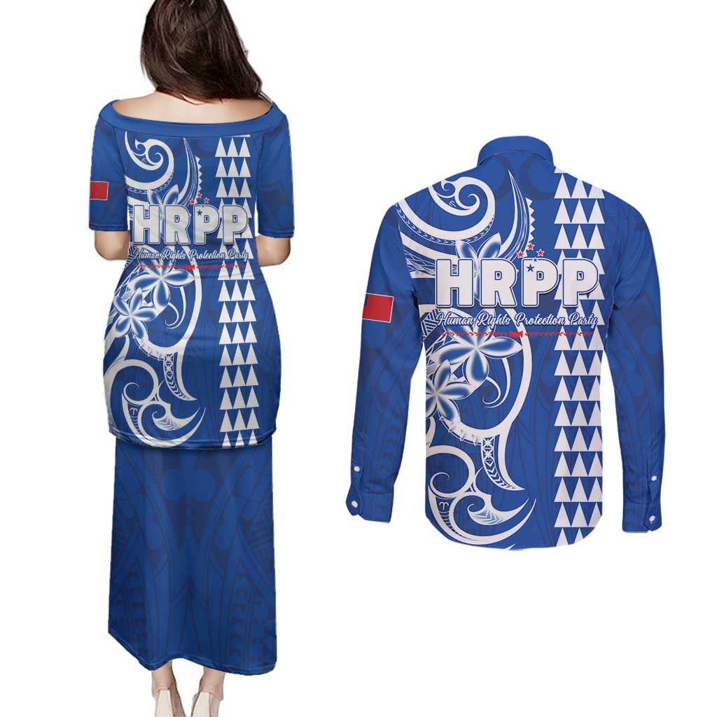 Samoa HRPP Party Couples Matching Puletasi and Long Sleeve Button Shirt Polynesian Pattern LT05 - Polynesian Pride