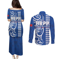 Samoa HRPP Party Couples Matching Puletasi and Long Sleeve Button Shirt Polynesian Pattern LT05 - Polynesian Pride