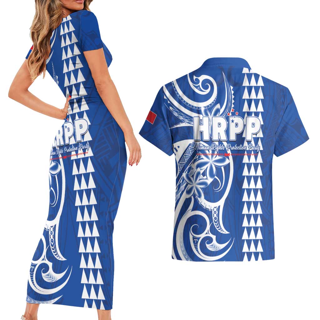 Samoa HRPP Party Couples Matching Short Sleeve Bodycon Dress and Hawaiian Shirt Polynesian Pattern - Polynesian Pride