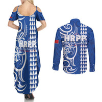 Samoa HRPP Party Couples Matching Summer Maxi Dress and Long Sleeve Button Shirt Polynesian Pattern LT05 - Polynesian Pride