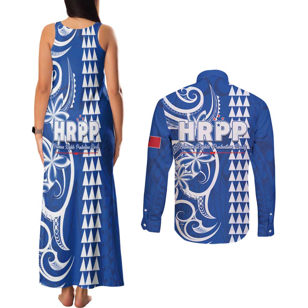 Samoa HRPP Party Couples Matching Tank Maxi Dress and Long Sleeve Button Shirt Polynesian Pattern LT05 - Polynesian Pride