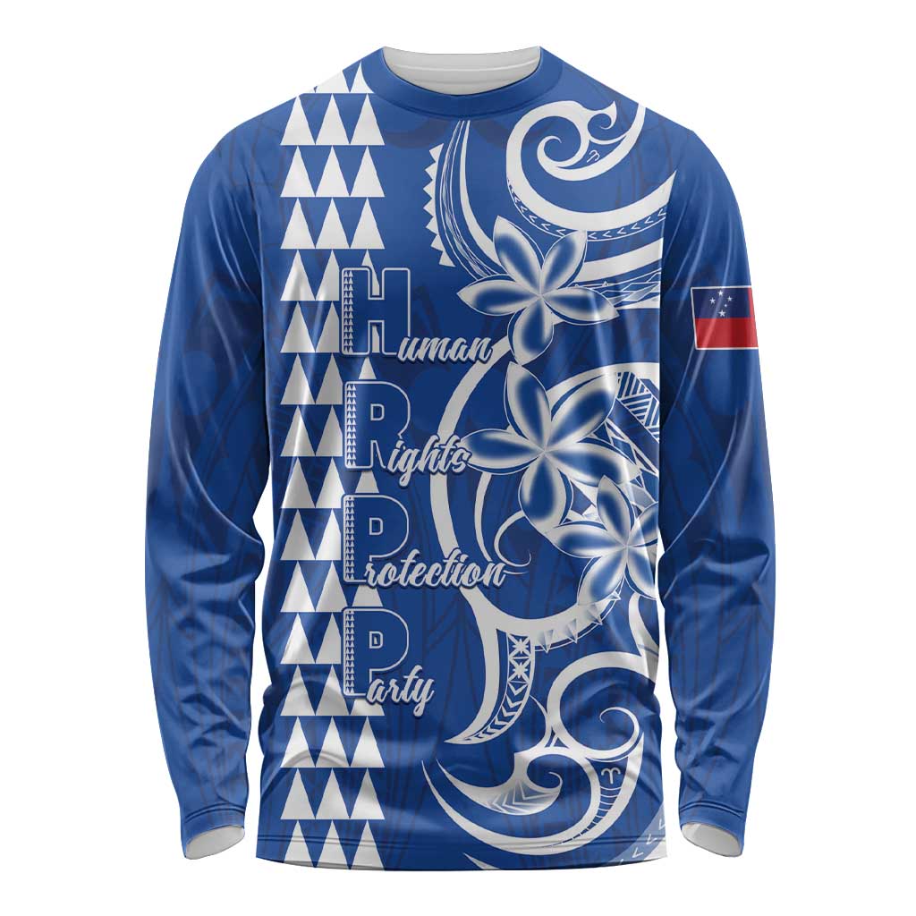Samoa HRPP Party Long Sleeve Shirt Polynesian Pattern LT05 Unisex Blue - Polynesian Pride