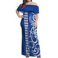 Samoa HRPP Party Off Shoulder Maxi Dress Polynesian Pattern - Polynesian Pride
