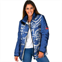 Samoa HRPP Party Padded Jacket Polynesian Pattern LT05 Women Blue - Polynesian Pride