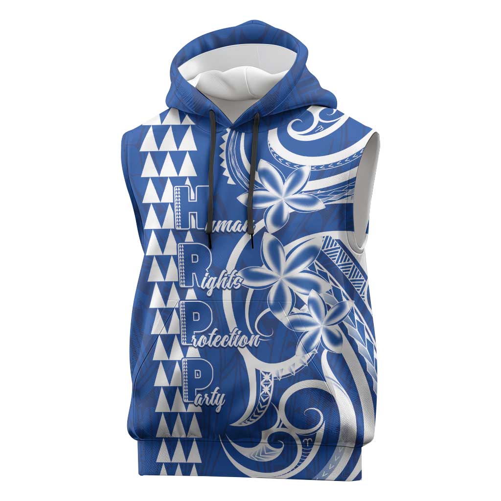 Samoa HRPP Party Sleeveless Hoodie Polynesian Pattern LT05 Blue - Polynesian Pride