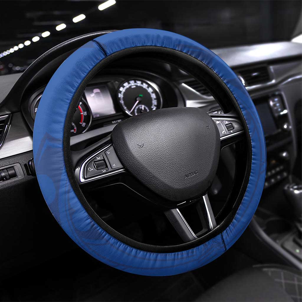 Samoa HRPP Party Steering Wheel Cover Polynesian Pattern LT05 Universal Fit Blue - Polynesian Pride