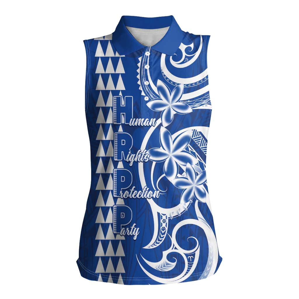 Samoa HRPP Party Women Sleeveless Polo Shirt Polynesian Pattern LT05 Female Blue - Polynesian Pride