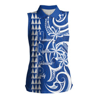 Samoa HRPP Party Women Sleeveless Polo Shirt Polynesian Pattern LT05 Female Blue - Polynesian Pride